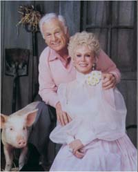 Eddie, Eva, and Arnold promoting Return to Green Acres, the made for TV reunion movie.