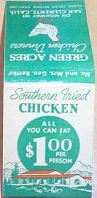 A matchbook from The Green Acres Diner