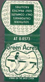 A matchbook from the Green Acres Driving Range