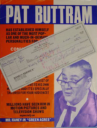 A Check and Publicity Flyer for Pat Buttram