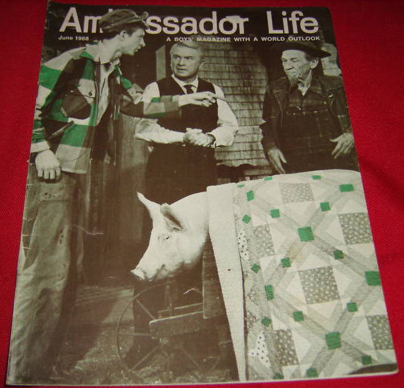 Eb, Oliver, Arnold, Mr. Ziffel on the cover of Ambassador Life Magazine