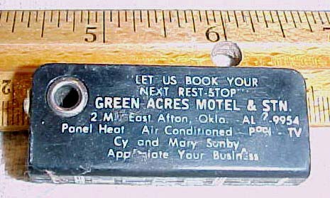 A small box from the "Green Acres Motel"